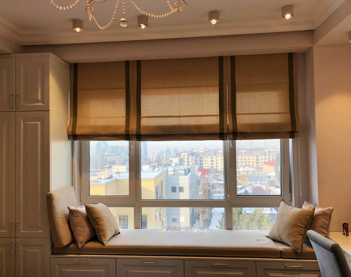 Шторы римские на большое окно для отдыха