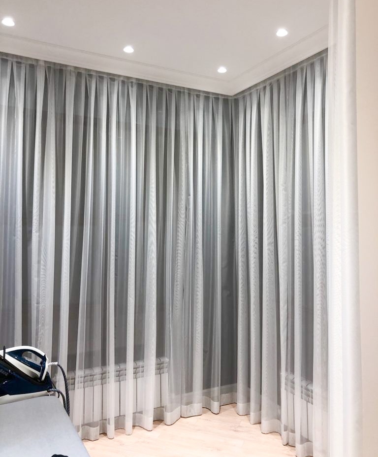 Шторы тюлевые нежные на большие окна